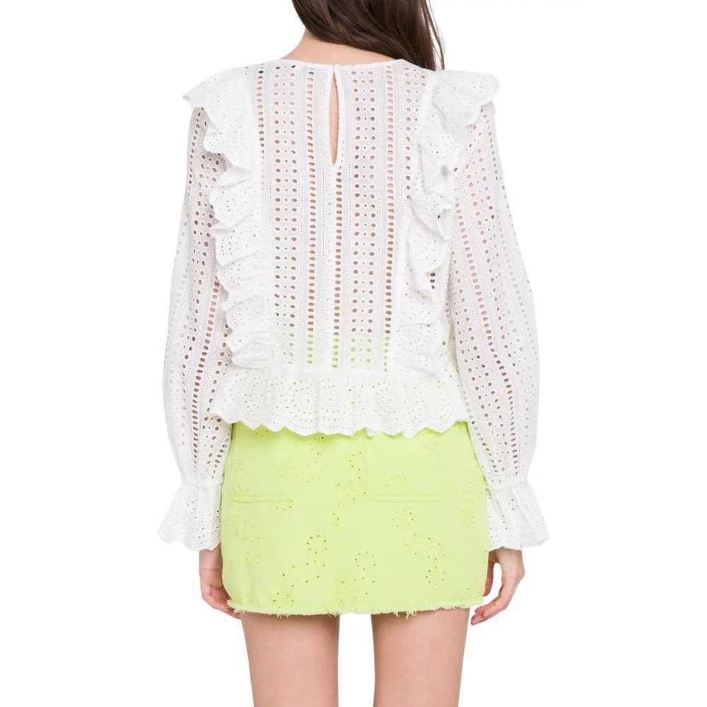 NWT English Factory eyelet lace ruffled statement sleeve blouse - Picture 3 of 7